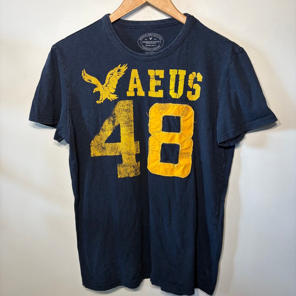 Y2K Vintage American Eagle Shirt Athletic Fit Mens Academia Knit Short Sleeve S
